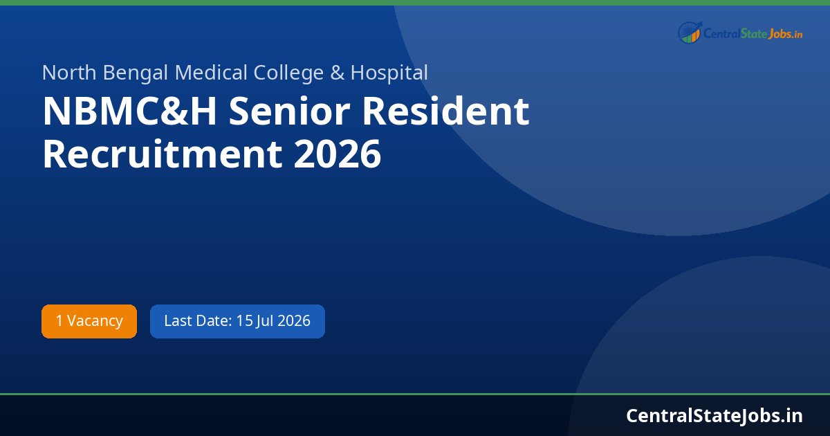 NBMC&H Senior Resident Recruitment 2026