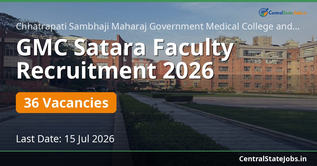 GMC Satara Faculty Recruitment 2026 — 36 Vacancies