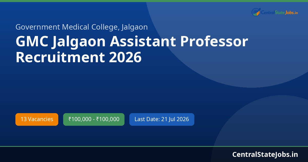 GMC Jalgaon Assistant Professor Recruitment 2026