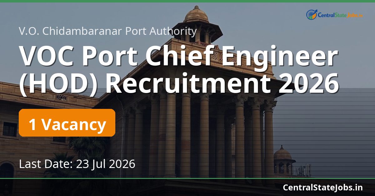 VOC Port Chief Engineer (HOD) Recruitment 2026