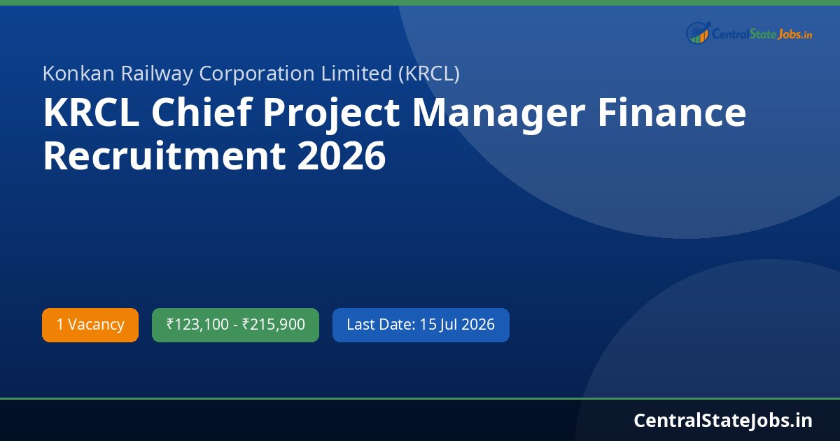 KRCL Chief Project Manager Finance Recruitment 2026