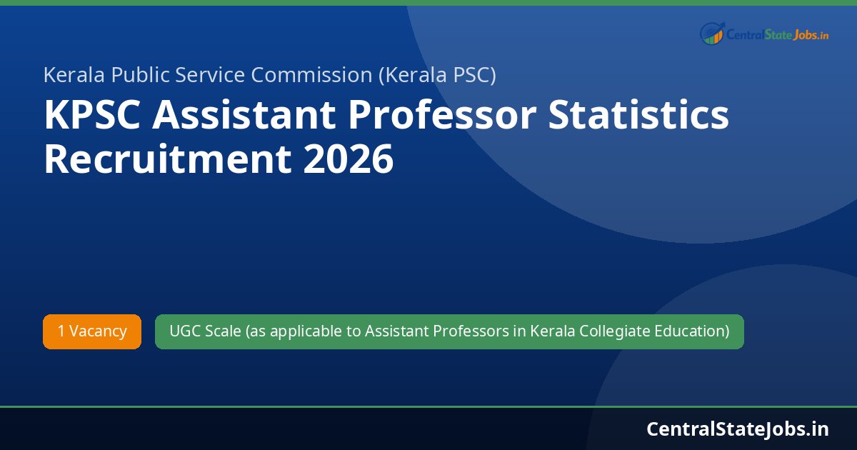 KPSC Assistant Professor Statistics Recruitment 2026