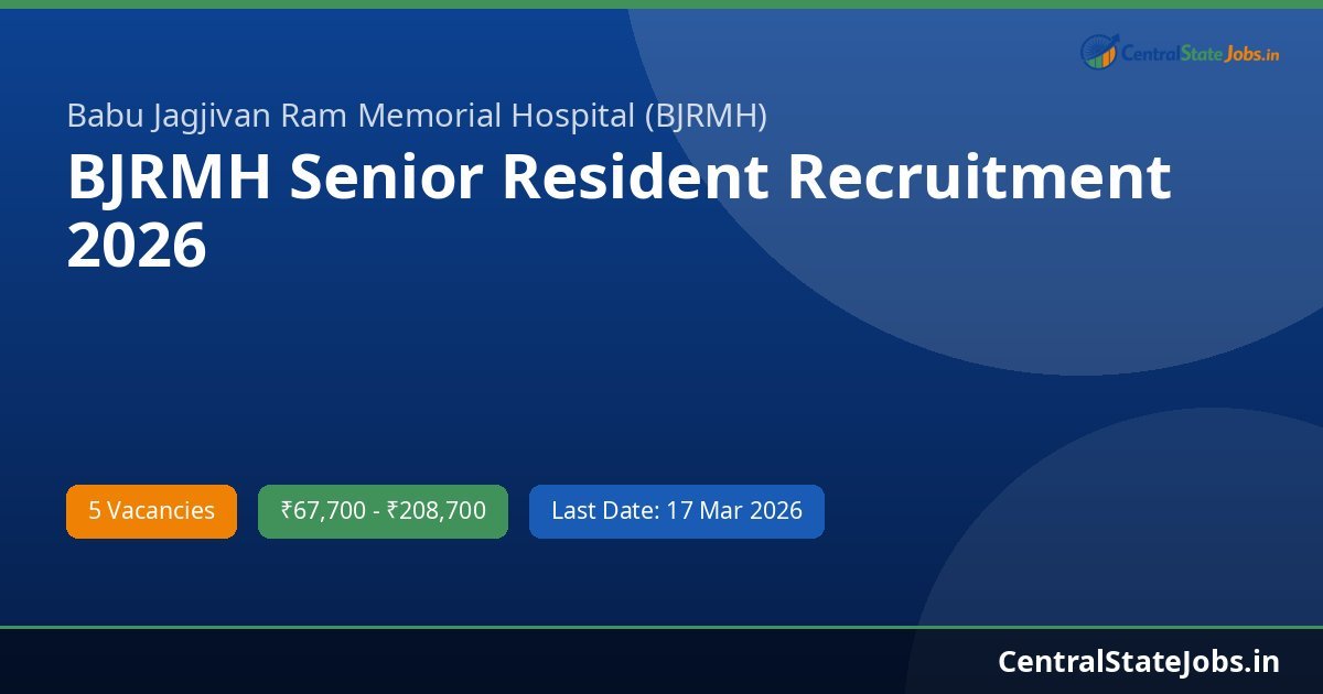 BJRMH Senior Resident Recruitment 2026