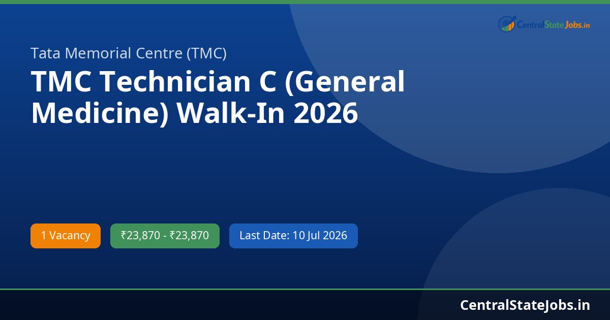 TMC Technician C (General Medicine) Walk-In 2026