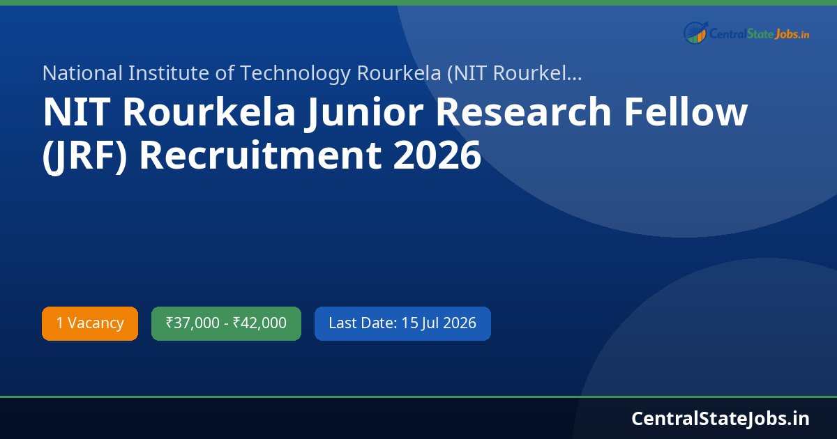 NIT Rourkela Junior Research Fellow (JRF) Recruitment 2026
