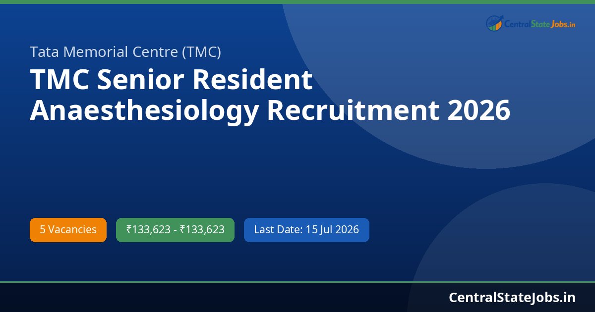 TMC Senior Resident Anaesthesiology Recruitment 2026