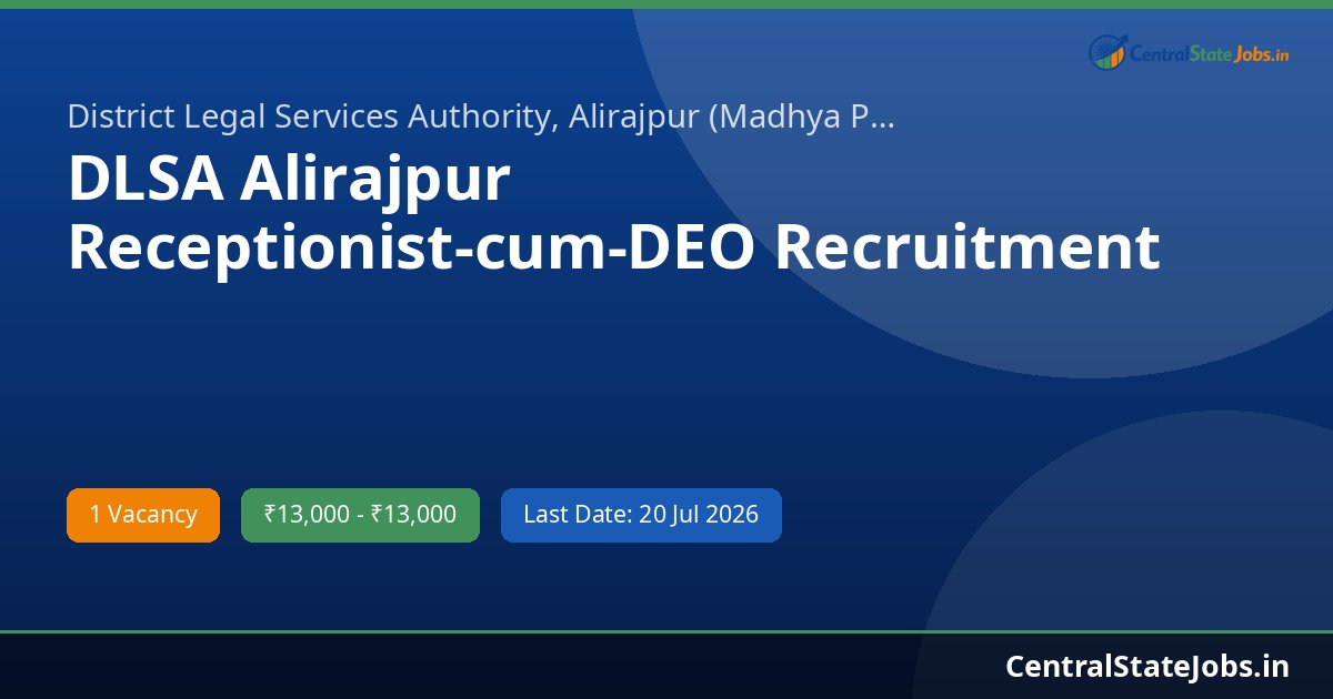 DLSA Alirajpur Receptionist-cum-DEO Recruitment 2026