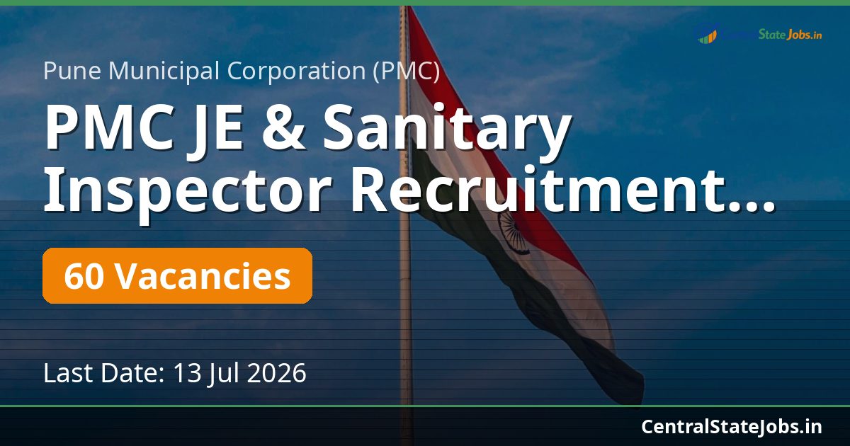 PMC JE & Sanitary Inspector Recruitment 2026 — 60 Vacancies