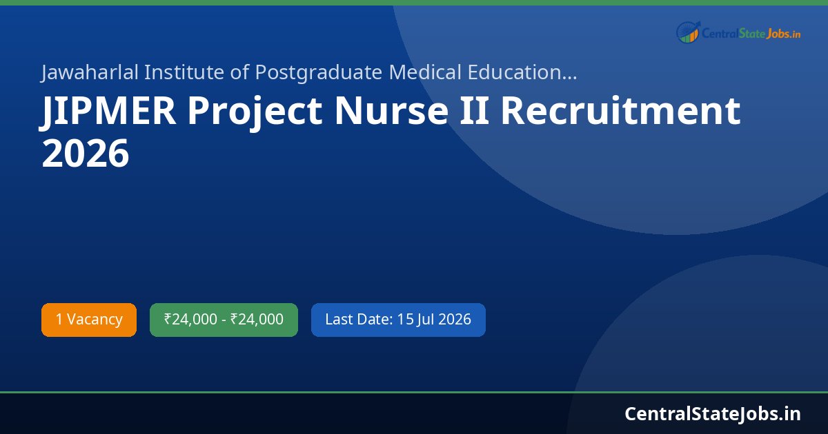 JIPMER Project Nurse II Recruitment 2026