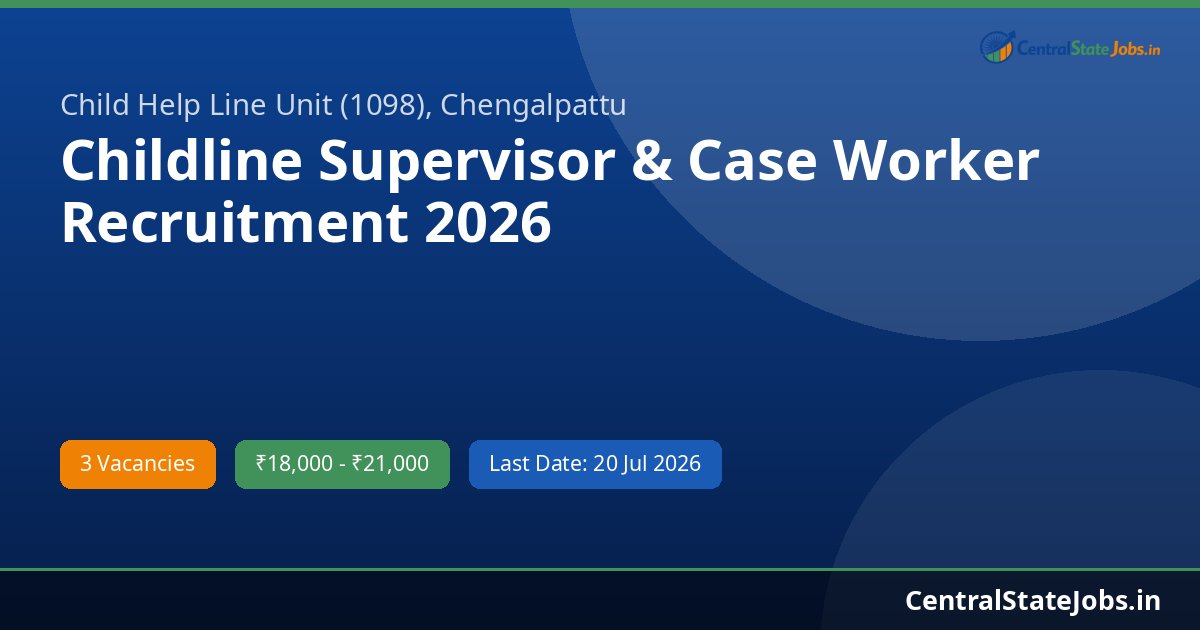 Childline Supervisor & Case Worker Recruitment 2026