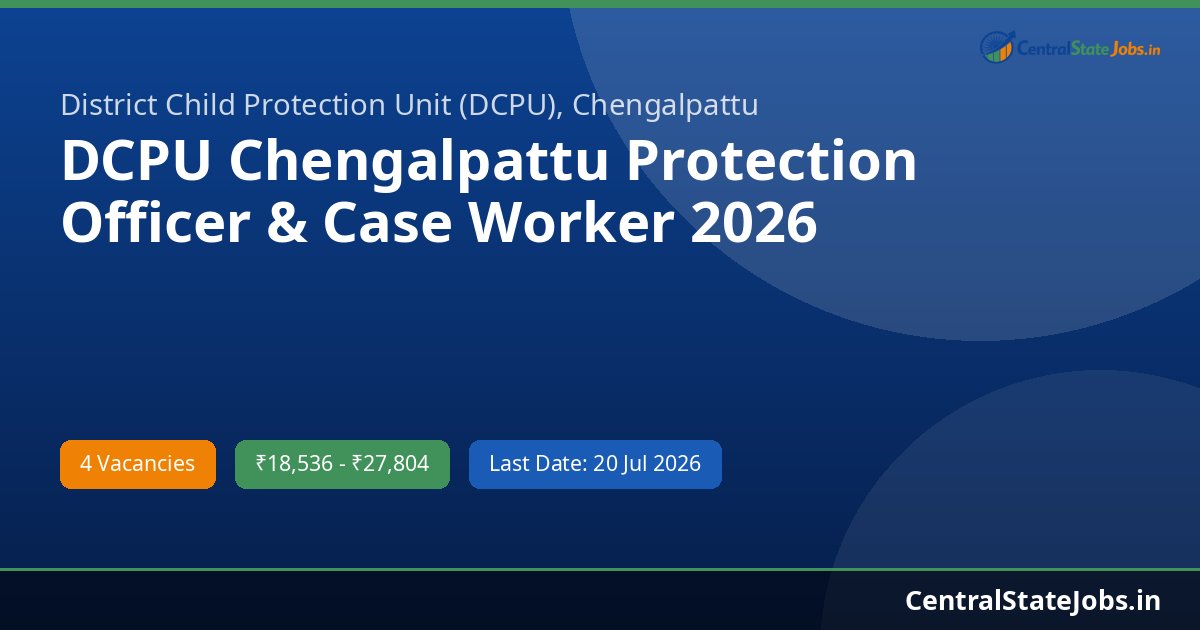 DCPU Chengalpattu Protection Officer & Case Worker 2026