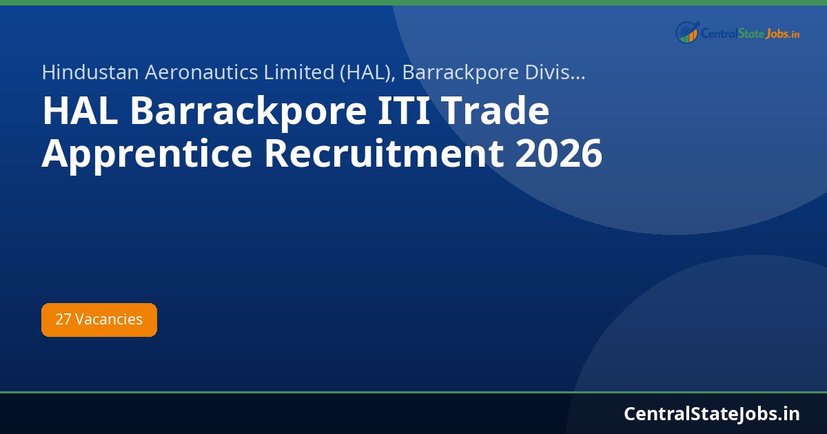 HAL Barrackpore ITI Trade Apprentice Recruitment 2026