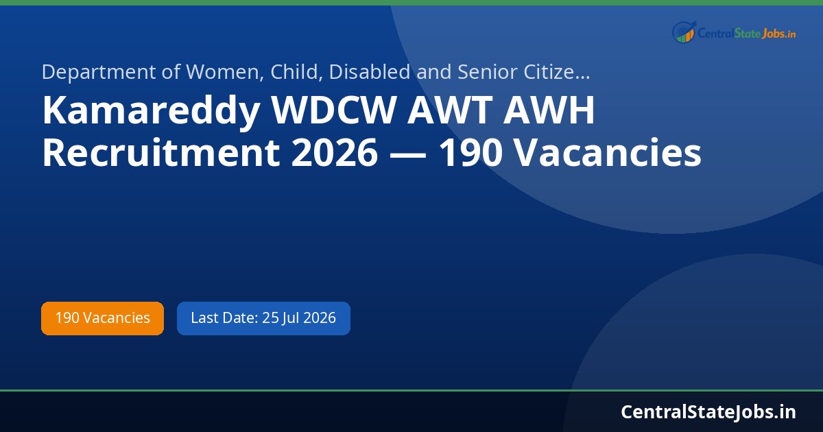 Kamareddy WDCW AWT AWH Recruitment 2026 — 190 Vacancies