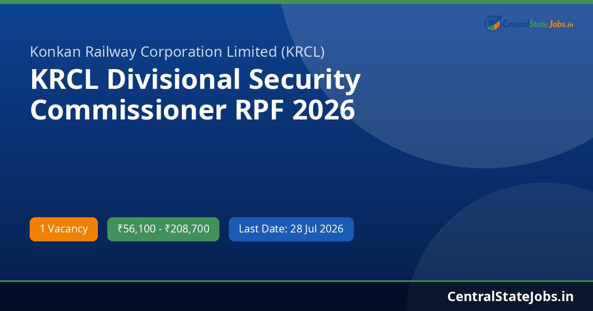 KRCL Divisional Security Commissioner RPF 2026
