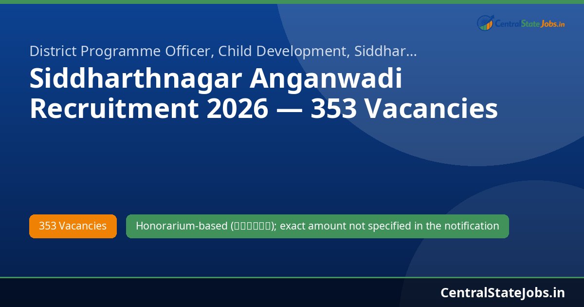 Siddharthnagar Anganwadi Recruitment 2026 — 353 Vacancies