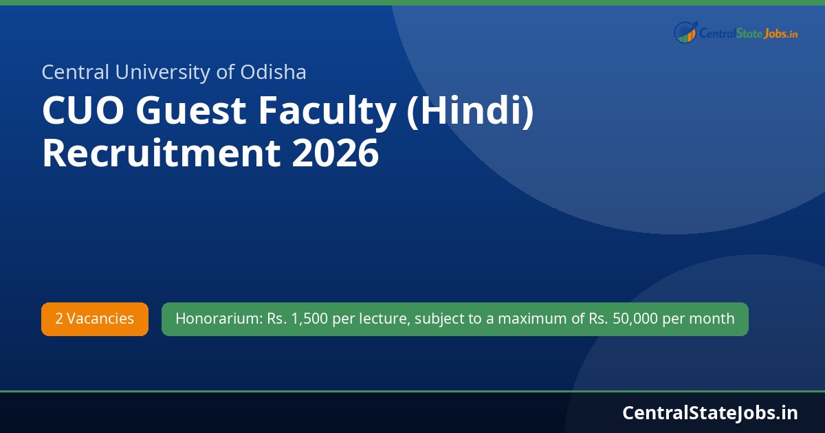 CUO Guest Faculty (Hindi) Recruitment 2026