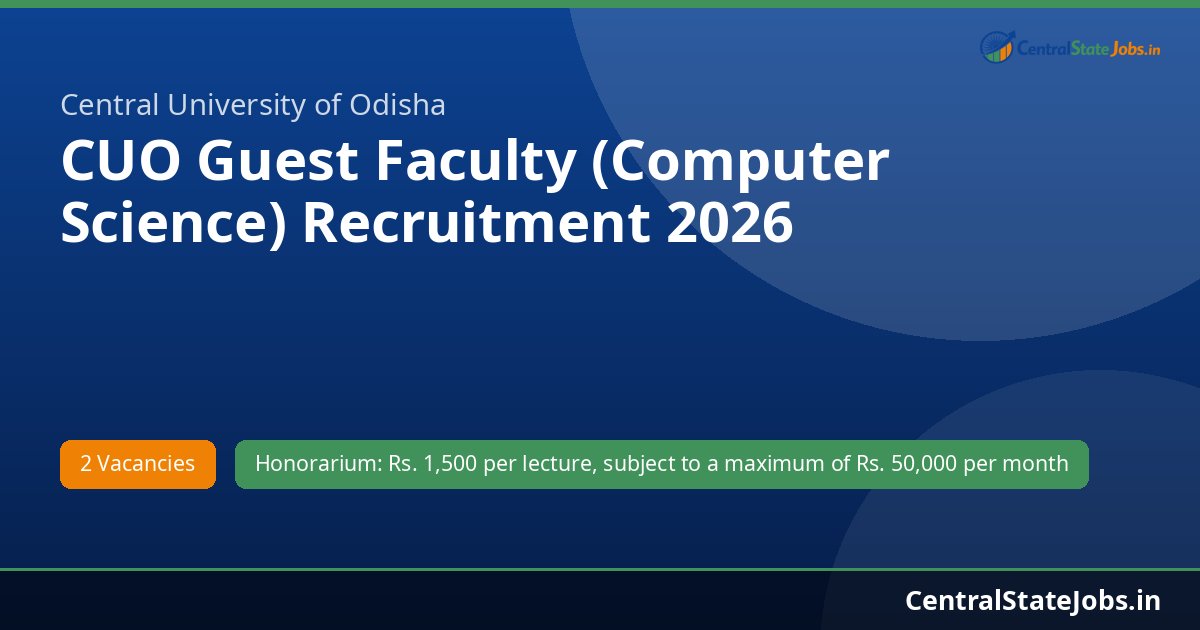 CUO Guest Faculty (Computer Science) Recruitment 2026