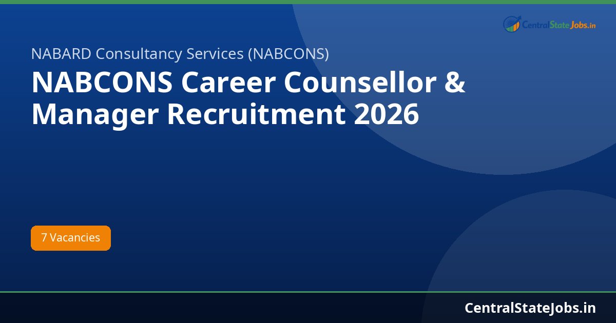 NABCONS Career Counsellor & Manager Recruitment 2026
