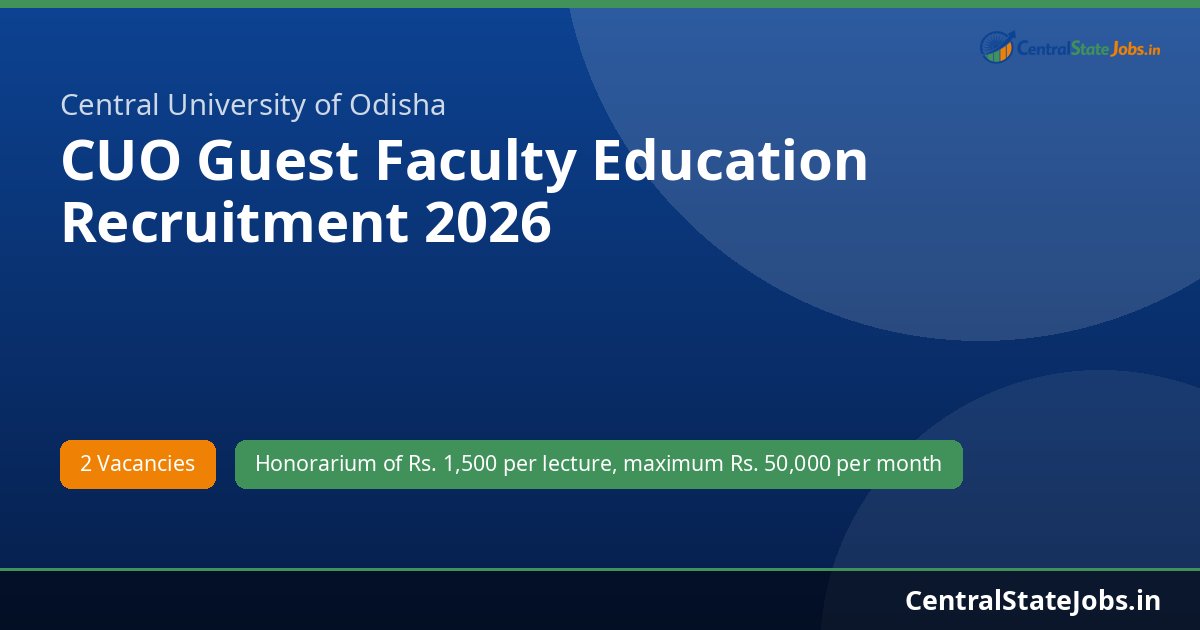 CUO Guest Faculty Education Recruitment 2026
