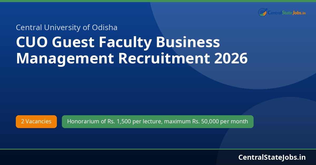 CUO Guest Faculty Business Management Recruitment 2026