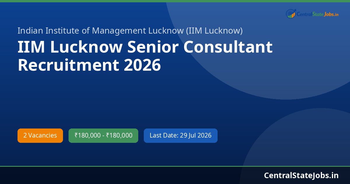IIM Lucknow Senior Consultant Recruitment 2026