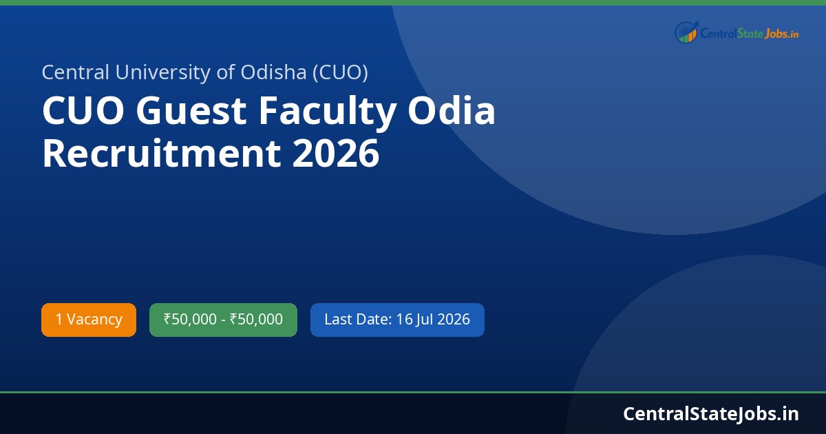 CUO Guest Faculty Odia Recruitment 2026