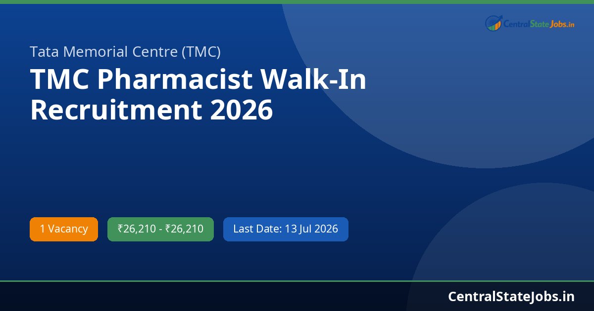 TMC Pharmacist Walk-In Recruitment 2026