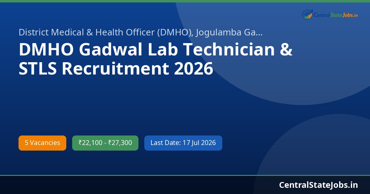 DMHO Gadwal Lab Technician & STLS Recruitment 2026