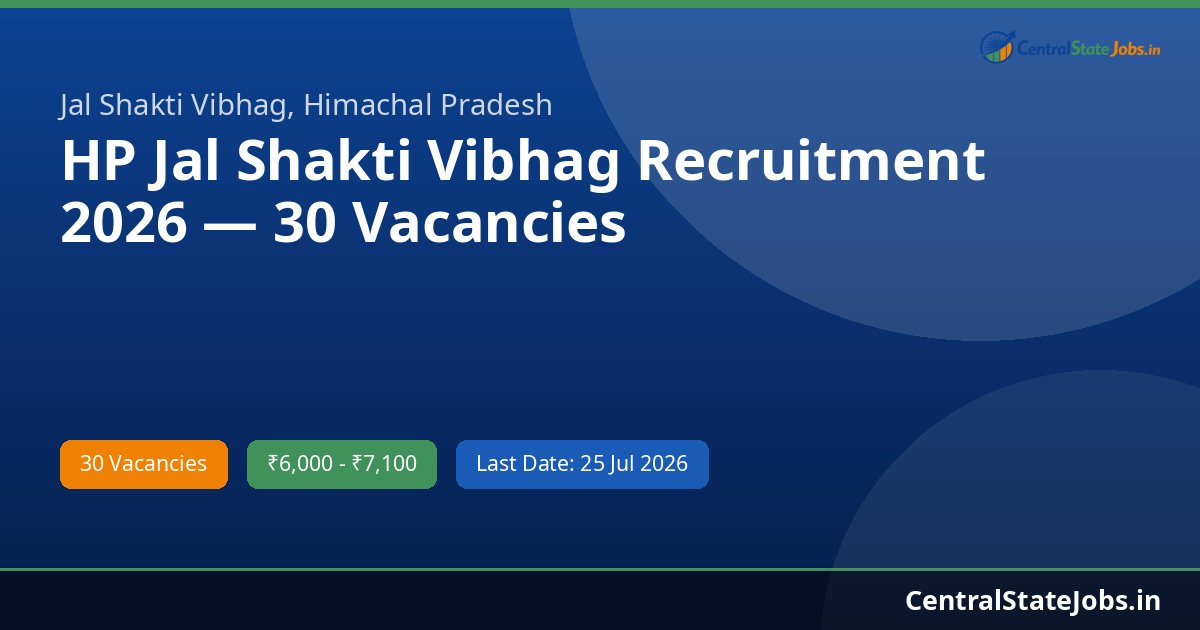 HP Jal Shakti Vibhag Recruitment 2026 — 30 Vacancies