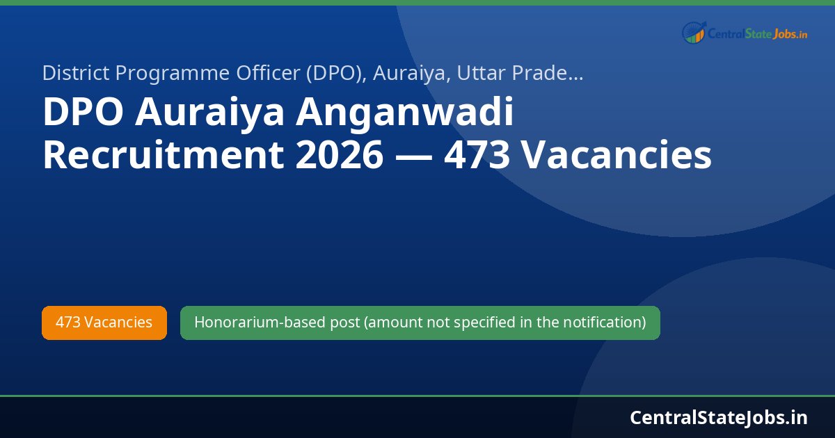 DPO Auraiya Anganwadi Recruitment 2026 — 473 Vacancies
