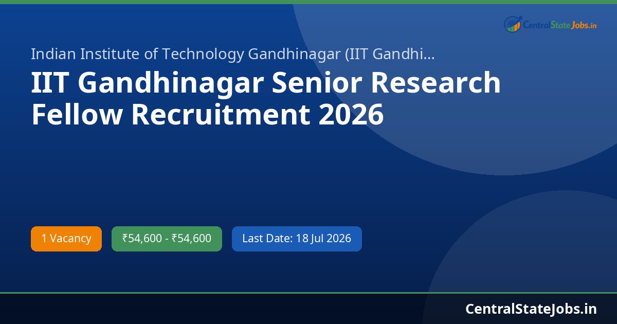 IIT Gandhinagar Senior Research Fellow Recruitment 2026
