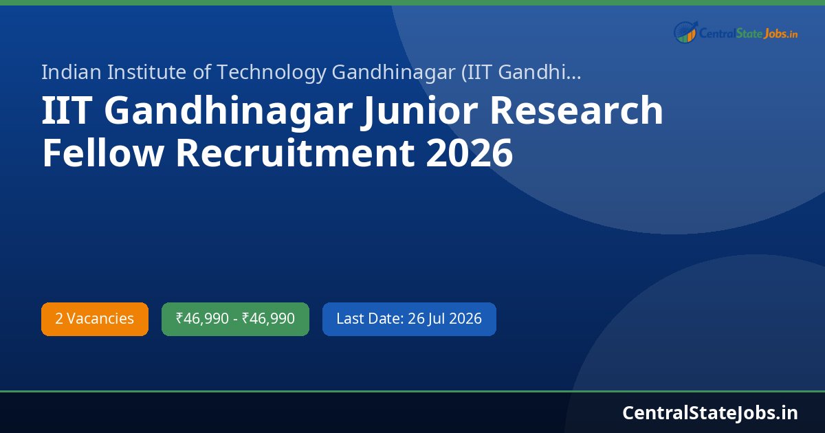 IIT Gandhinagar Junior Research Fellow Recruitment 2026