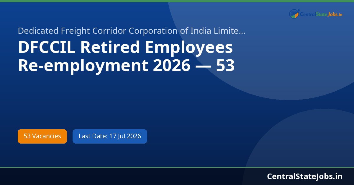 DFCCIL Retired Employees Re-employment 2026 — 53 Vacancies