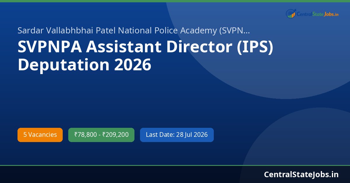 SVPNPA Assistant Director (IPS) Deputation 2026