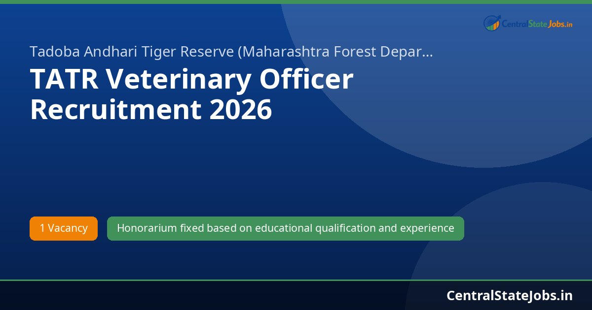 TATR Veterinary Officer Recruitment 2026