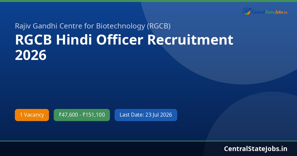 RGCB Hindi Officer Recruitment 2026