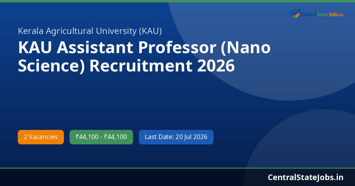 KAU Assistant Professor (Nano Science) Recruitment 2026