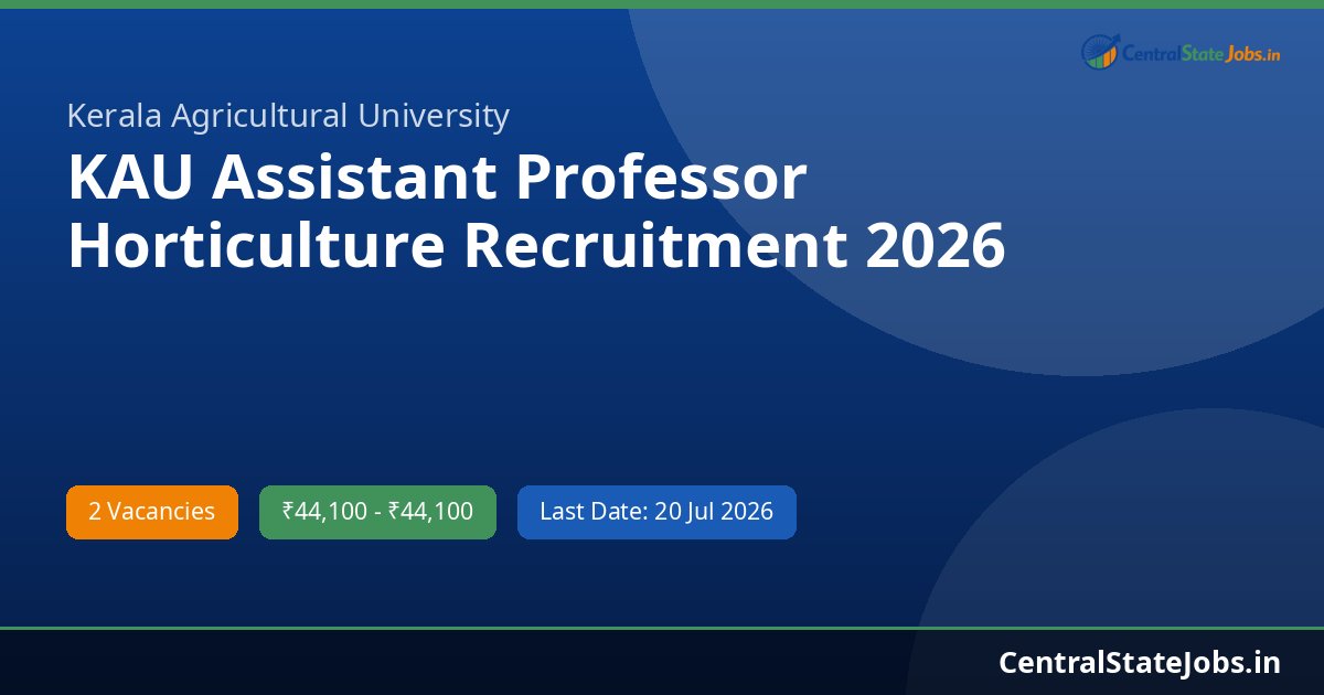 KAU Assistant Professor Horticulture Recruitment 2026