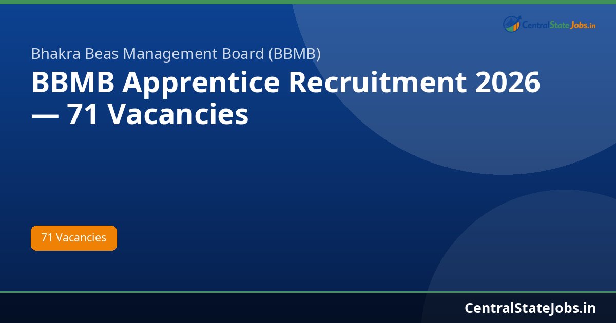 BBMB Apprentice Recruitment 2026 — 71 Vacancies
