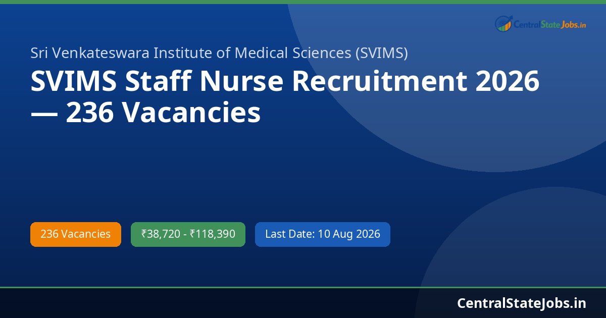 SVIMS Staff Nurse Recruitment 2026 — 236 Vacancies