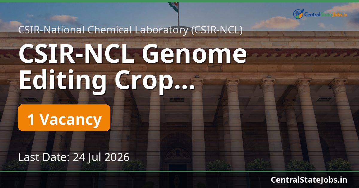 CSIR-NCL Genome Editing Crop Improvement Recruitment 2026