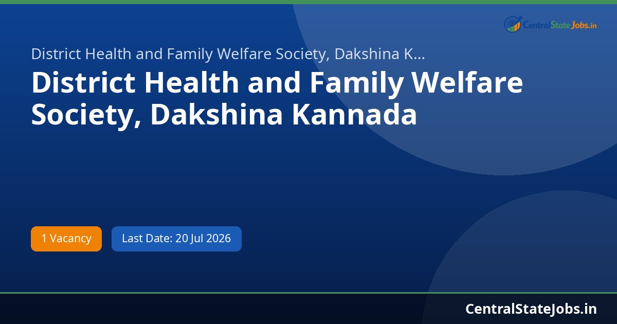 District Health and Family Welfare Society, Dakshina Kannada (Karnataka) Appointment Notification under NHM/PM-ABHIM. Recruitment 2026