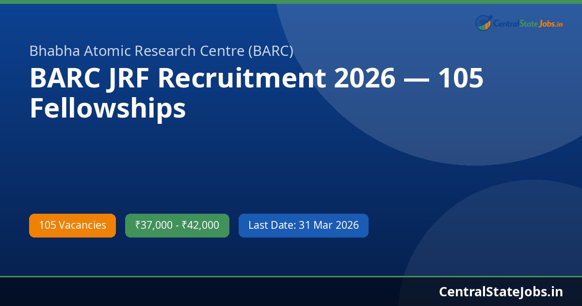 BARC JRF Recruitment 2026 — 105 Fellowships