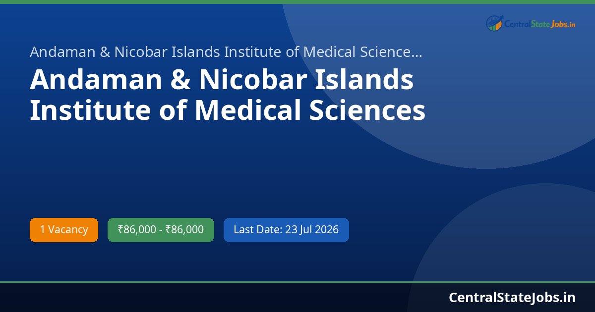 Andaman & Nicobar Islands Institute of Medical Sciences (ANIIMS) Lady Medical Officer Recruitment 2026