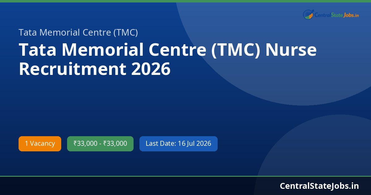 Tata Memorial Centre (TMC) Nurse Recruitment 2026