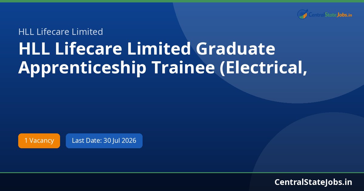 HLL Lifecare Limited Graduate Apprenticeship Trainee (Electrical, Mechanical and Other Posts Recruitment 2026