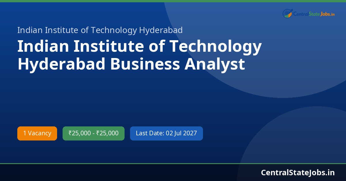 Indian Institute of Technology Hyderabad Business Analyst Recruitment 2026