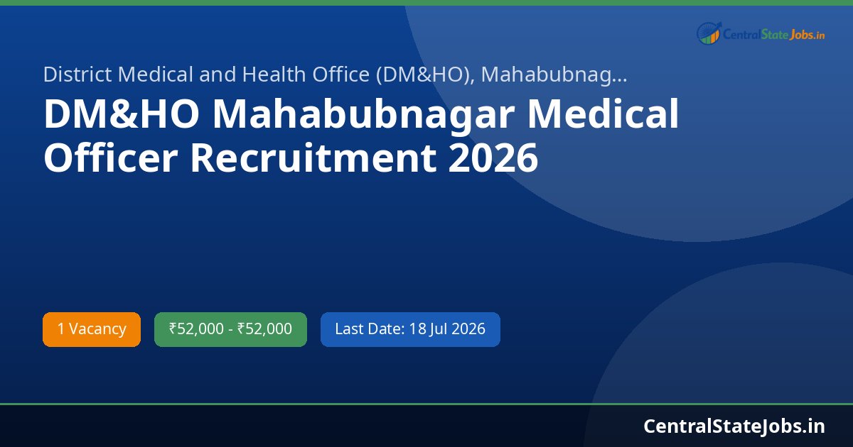 DM&HO Mahabubnagar Medical Officer Recruitment 2026