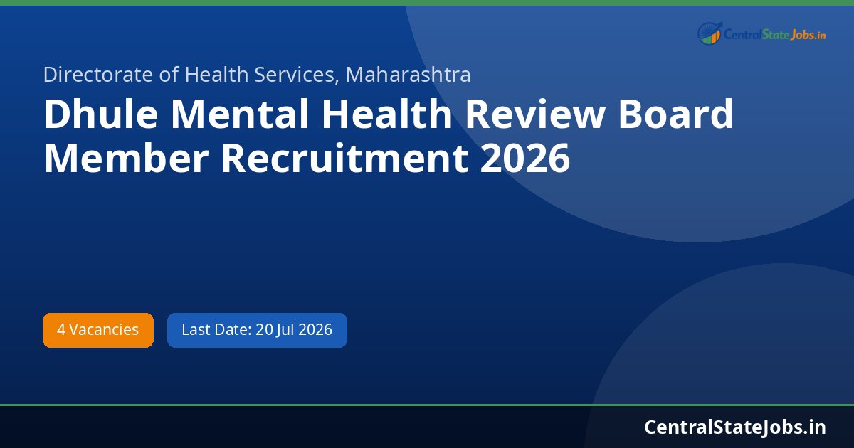 Dhule Mental Health Review Board Member Recruitment 2026