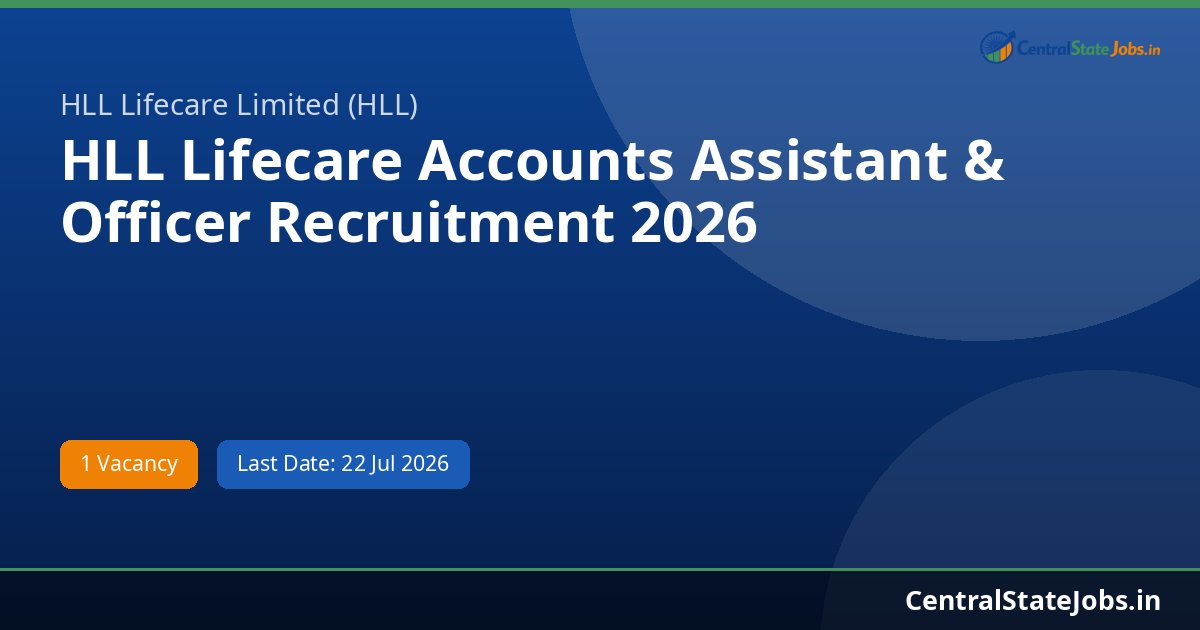 HLL Lifecare Accounts Assistant & Officer Recruitment 2026